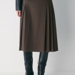 Wilfred High-rise twill pleated midi skirt
